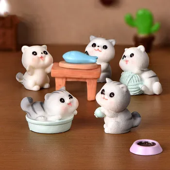 1 Vnt Mielas Kačiukas, Mini Gyvūnų Micro Kraštovaizdžio Ornamentu Dekoravimui Kawaii Išdykusi Katė 