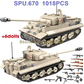 100061 1018pcs Karinės Armijos Tankas Ww2 Bako 6 Lėlės Ii Pasaulinio Karo Ginklas Berniukas Blokai Žaislas