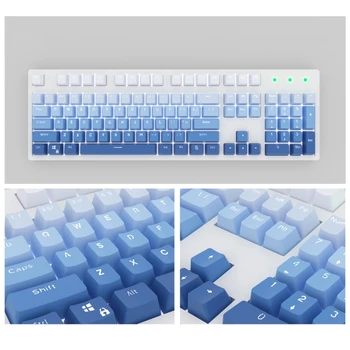 104 Klavišai, mygtukai RGB - Keycaps PBT du kartus-Shot Permatomas Keycap Gradientas Blue 