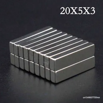 2/3/5/8/12Pcs Blokas, Magnetas 20x5x3 Stiprus Aikštėje Magnetas N35 20mm x 5mm x 3mm Nuolatinis NdFeB Super Stiprūs, Galingi Magnetai