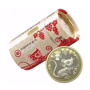 20 VNT 1 Roll 2020 M. Kinijos Naujųjų Metų Žiurkė Progines Monetas 10 Juanių 100％ Originalus Kinų Zodiako Monetos UNC