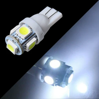 20pcs 12V T10 5050 SMD LED Licenciją Plokštelės Šviesos Interjero Lempa 6000K Balta 5W Priekiniai Plotis Lempos Automobilių Žibintai Priedai