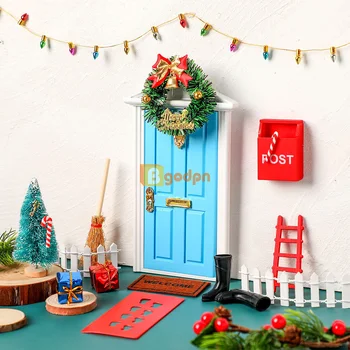 20pcs miniatiūriniai lėlių fėja durys, dekoratyvinės durys magija mažas, lauko mediniai vaikams kalėdų priedai mergaičių pasakos mėlyna durų
