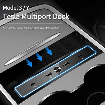 27W Greitas Įkroviklis Tesla Modelis 3 Modelis Y 2021 2022 Docking Station USB Perstūmimo Hub Modelis 3 Modelis Y Priedai