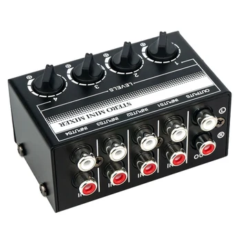 4 Kanalų Stereo Audio Mixer Paramos RCA Įvesties ir Išvesties Mini Pasyvus Stereo Maišytuvas su Atskira garso reguliavimas