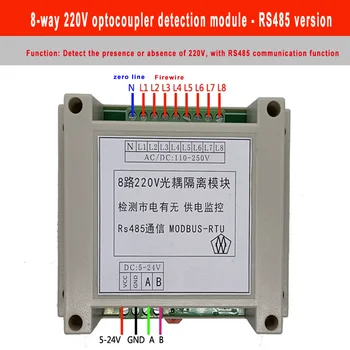 8-būdas 220V AC Aptikimo Modulis MODBUS Modulis RS-485 Ryšio Nustatymo Maitinimo šaltinis Gali Būti Prijungtas Prie PLC