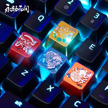 Anime Žaidimas Naraka: Bladepoint europos sąjungos Oficialusis NARAKA Custom Metalo Mechaninės Klaviatūros Keycap Lydinio Apšvietimu Keycaps Vyšnių MX
