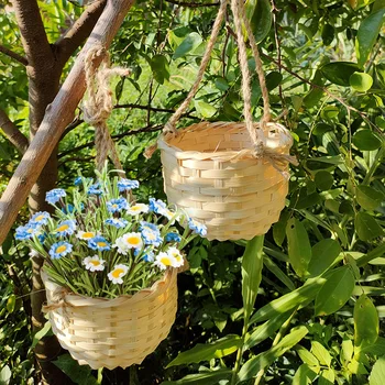 Bambuko Audimo Krepšius Tuščias Gėlių Krepšeliai, Vestuvinė Ir Gėlių Mergaitės Krepšelis, Dekoratyvinis Audimo Daugiafunkcinis Krepšys Saugojimo Turėtojas