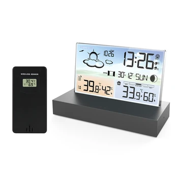 Belaidžio Skaitmeninio Ekrano Meteorologijos Laikrodis Su Temperatūros Ir Drėgmės Jutiklis Tinka Patalpų Ir Lauko