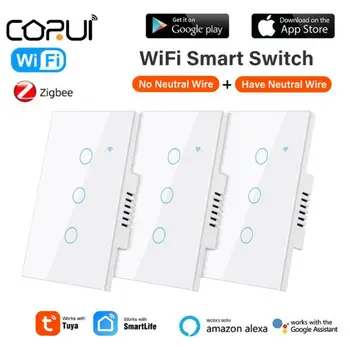 CORUI Tuya WiFi/Zigbee Smart Šviesos Jungiklis, Sienos Touch Pereiti Dirbti Su Alexa, Google Namų, Neutralus Laidas/Ne Neutralus Laidas Reikalingas