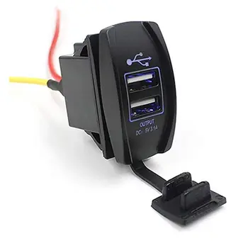 Dvigubas USB Automobilinis Įkroviklis LED Šviesos Nerūdijantysis Greito Įkrovimo Mobiliojo Telefono Kroviklio Adapteris, Lizdo su Indikatorius Žalia Šviesa