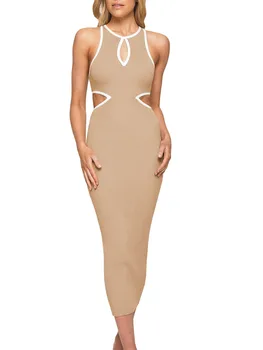 Elegantiškas Nėrinių Rankovių Įgulos Kaklo Bodycon Suknelė su Tuščiaviduriai Kratinys - moteriški Kokteilis Suknelė