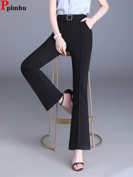 Elegantiškas Office Lady Pločio Kojų Kelnės Korėjos Olis Aukšto Juosmens Pantalones Baggy Pavasarį, Rudenį Darbo Drabužiai Moterims Calca Naujas