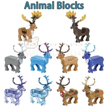 Gyvūnų Serijos Megaloceros Kalėdų Elnių Žvaigždėtas Dangus Elnias Blokai Kūrybos Elnias Gyvūnų Modelio, Plytos, Žaislai Vaikams