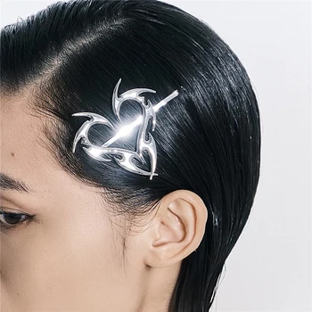 Hip-Hop Metalo Meilė Širdies Plaukų Segtukai Korėjos Stiliaus Madinga Kietas Mergaitės Pusėje Įrašą Moterų Geometrinis Unikalaus Dizaino Sidabro, Aukso Barrettes