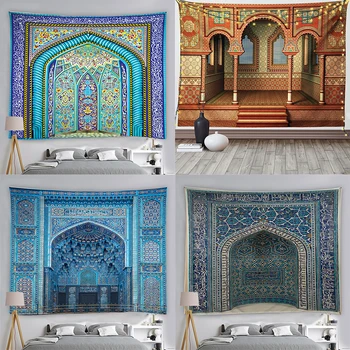 Islamo Gobelenas Maroko Architektūros Gobelenas Sienos Kabo Islamo Retro Prabanga Geometrinis Modelis Oriental Pritaikoma