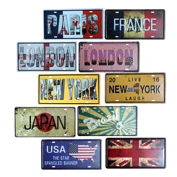 Jungtinės Valstijos, Japonija, Kanada, Nacionalinės Vėliavos Derliaus Licencijos Plokštės, Metalo Požymių Sienos Apdailos Juostą Pub Klubas Decorative15x30cm