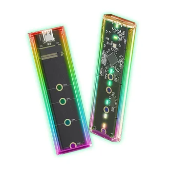 Kietojo Disko Gaubto M. 2 RGB Spalvų Kaita, Išorinį Kietąjį Diską Talpyklos LED Slankiojantį Dangtelį Dizainas, Skaidri Nešiojamas Desktop