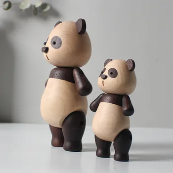 Kūrybinės Festivalio Dovana Su Panda Medinių Amatų Lėlių Office Home Apdailos Kalėdų Dovana Skulptūros Ir Statettes