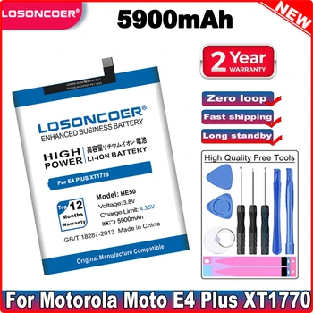 LOSONCOER 5900mAh HE50 Baterija Motorola Moto E4 Plius XT1775 XT1770 XT1771 Baterija SNN5989A / Už Moto E5 Plius