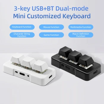 MK321BT 3-raktas Mini Individualų Klaviatūra su Mechaniniu Mėlyna Perjungti USB+Bluetooth Dual-mode Ryšį Office Žaidimas Daugiaformačių