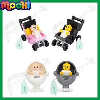 MOC0010 MOC0011 28PCS Vežimėliais SS Blokai Miesto Kūdikis Vežimas Šėrimo Butelio Laikiklio Modelio Surinkimo Plytų Žaislai Vaikams