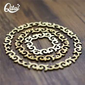 Mediniai Girliandas Geometrija Ratu QITAI 24pcs/set Tris Dydis Vintage Stiliaus Derinys žiedas medžio drožlės Scrapbooking Embellishment 