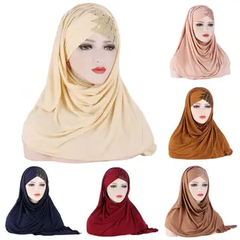 Naujas Musulmonų Moterys Kryžiaus Šilko Miego Chemo Beanie Skrybėlių Moterų Minkštas Šilko su Blizgančiais Hijab Headwrap Skarelė Turbaną Skrybėlę Bžūp galvos Apdangalai