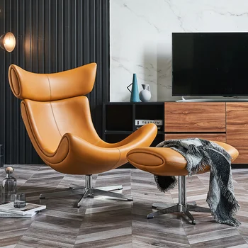 Šiaurės Odos Kambarį Šezlongas Lounge Modernus Minimalistinio Šviesos Prabanga Sofa-Lova, Kėdės Pasukami Viena Kėdė Dizaineris Lounge Kėdės