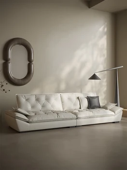Šviesos prabanga sofa karvės odos sofa šiuolaikinės paprasta kambarį mažame bute tiesiai sofa italijos minimalistinio oda