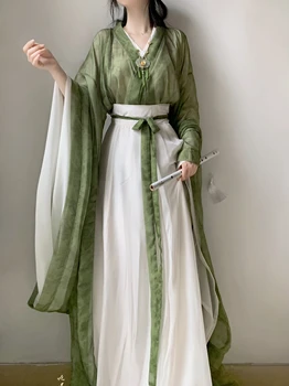 Žalia Hanfu Suknelė Moterims Senovės Kinų Tradicinės Hanfu Moteris Pasakos, Cosplay Kostiumų Vasaros Hanfu Suknelė Plius Dydis XL