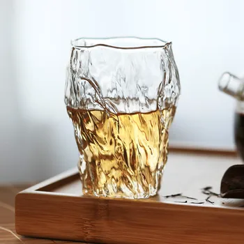 270ml Japonų stiliaus stiklinės raudonojo vyno stiklo kalti arbatos puodelio karščiui atsparaus Japonų medžio modelio skaidrios arbatos puodelis vandens, puodelis