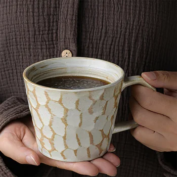 Europos retro keramikos puodelius šiurkščiai rankų darbo keramikos kavos puodeliai didelės talpos vandens puodeliai arbatos puodelius su rankenomis