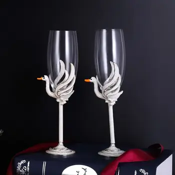 Kūrybos Swan Emalio Raudonojo Vyno Taurės Krištolo, Šampano Taurės Prabangaus Stiklo Puodeliai Originalus Kokteilis Akiniai Nustatyti Akinius Gėrimų