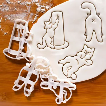 Slapukas Pelėsių Cookie Cutter Nustatyti 3D Gyvūnų Katė Formos Slapukus, Paspauskite Antspaudas Konditerijos Mielas Sausainiai Pjovimo už minkštus saldainius Kepimo Formų